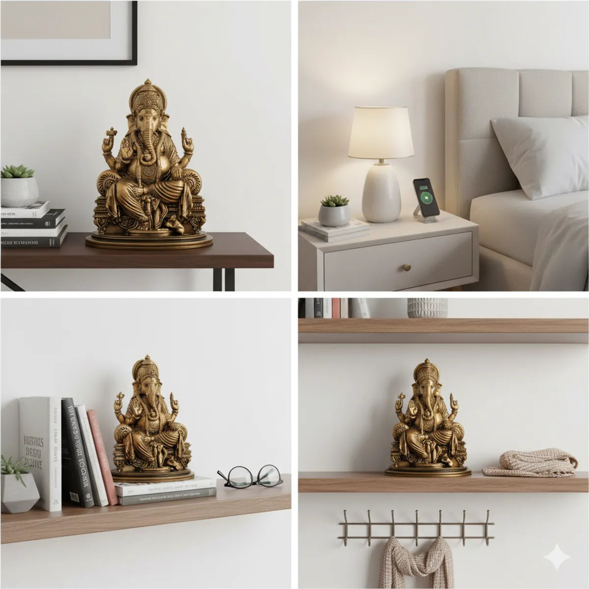 Lord Ganesha Idol for Home Decor – 6 Inch Antique Brass Ganesh Murti | Handmade Ganesha Idol for Home, Office & Mandir | Spiritual Gift by Kian Kart