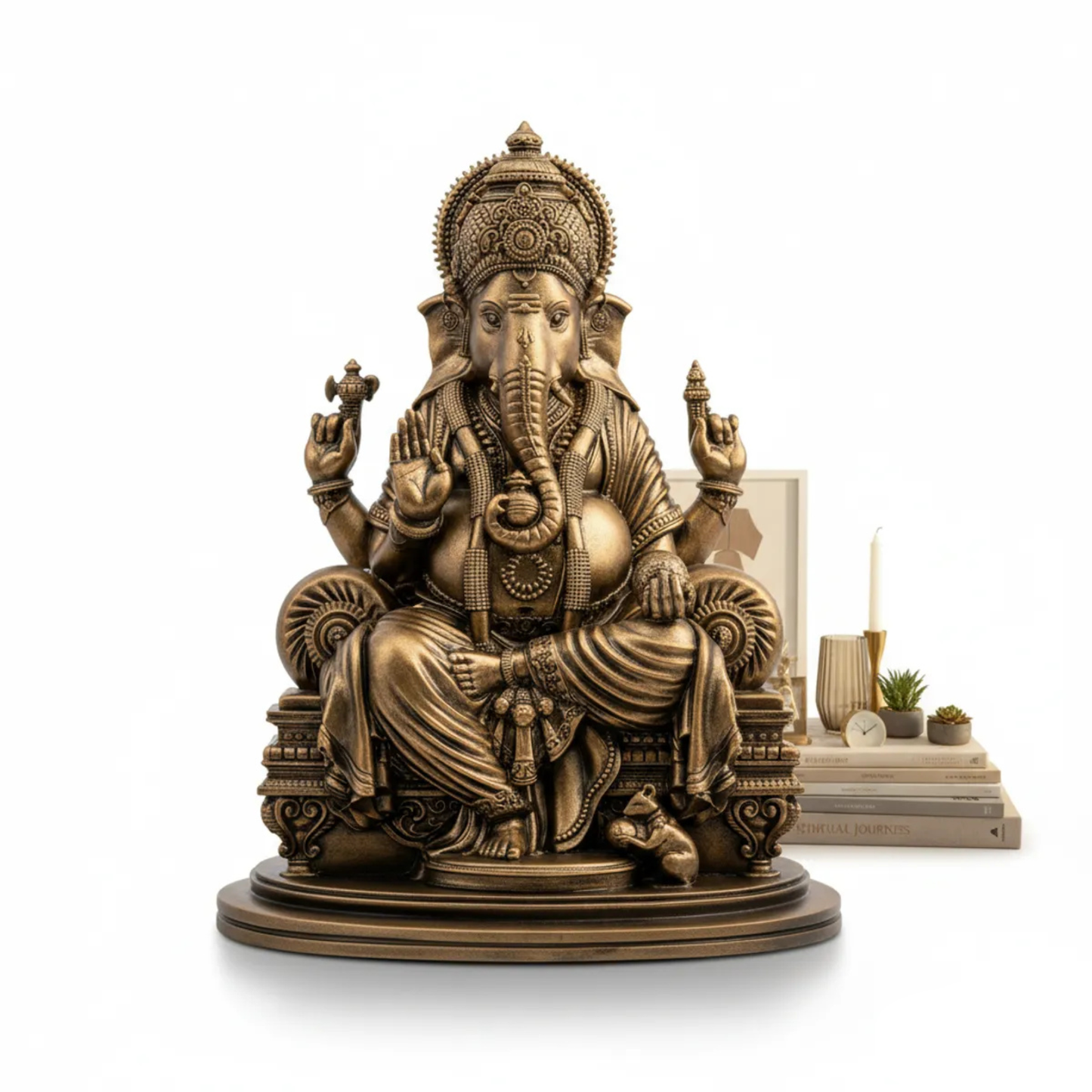 Lord Ganesha Idol for Home Decor – 6 Inch Antique Brass Ganesh Murti | Handmade Ganesha Idol for Home, Office & Mandir | Spiritual Gift by Kian Kart